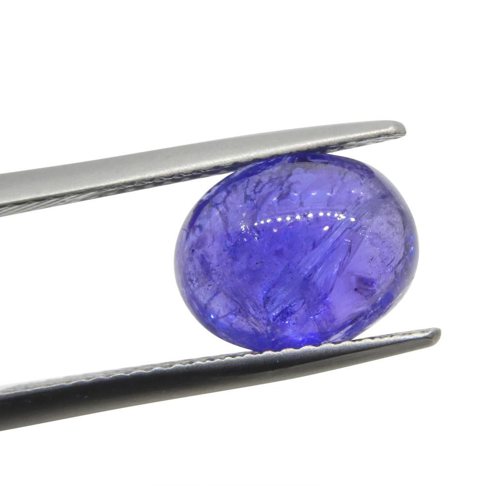 Women's or Men's 4.61ct Oval Sugarloaf Double Cabochon Violet Blue Tanzanite from Tanzania For Sale