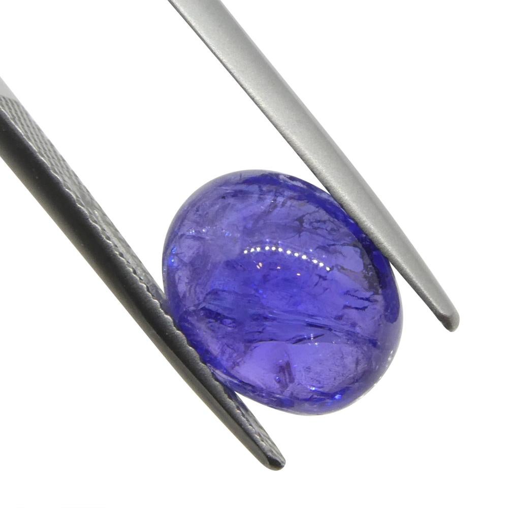 4.61ct Oval Sugarloaf Double Cabochon Violet Blue Tanzanite from Tanzania For Sale 1