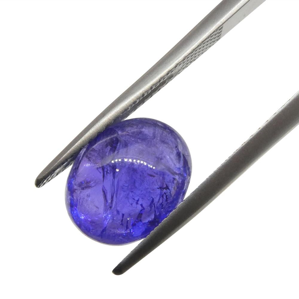 4.61ct Oval Sugarloaf Double Cabochon Violet Blue Tanzanite from Tanzania For Sale 2