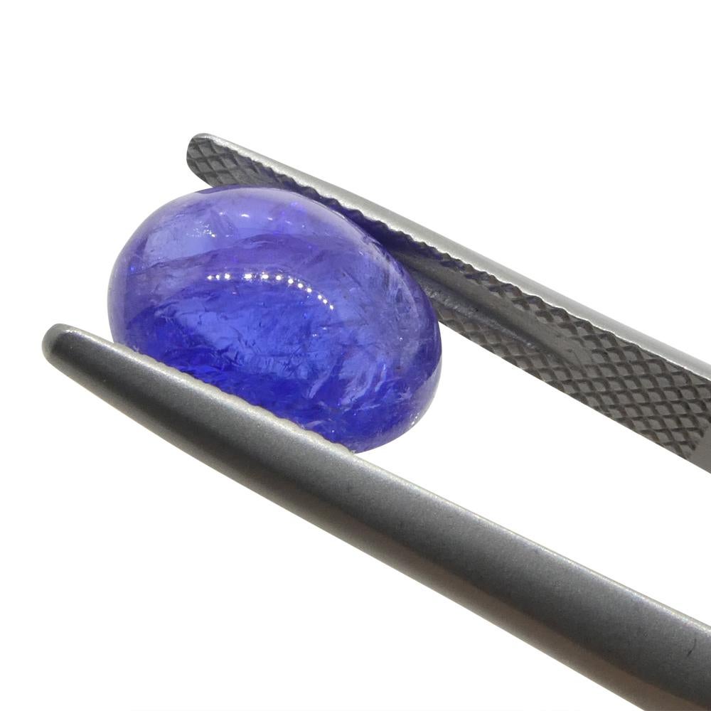 4.61ct Oval Sugarloaf Double Cabochon Violet Blue Tanzanite from Tanzania For Sale 3