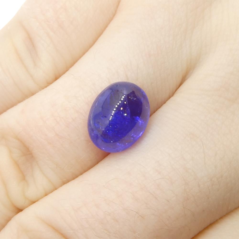 4.61ct Oval Sugarloaf Double Cabochon Violet Blue Tanzanite from Tanzania For Sale 4