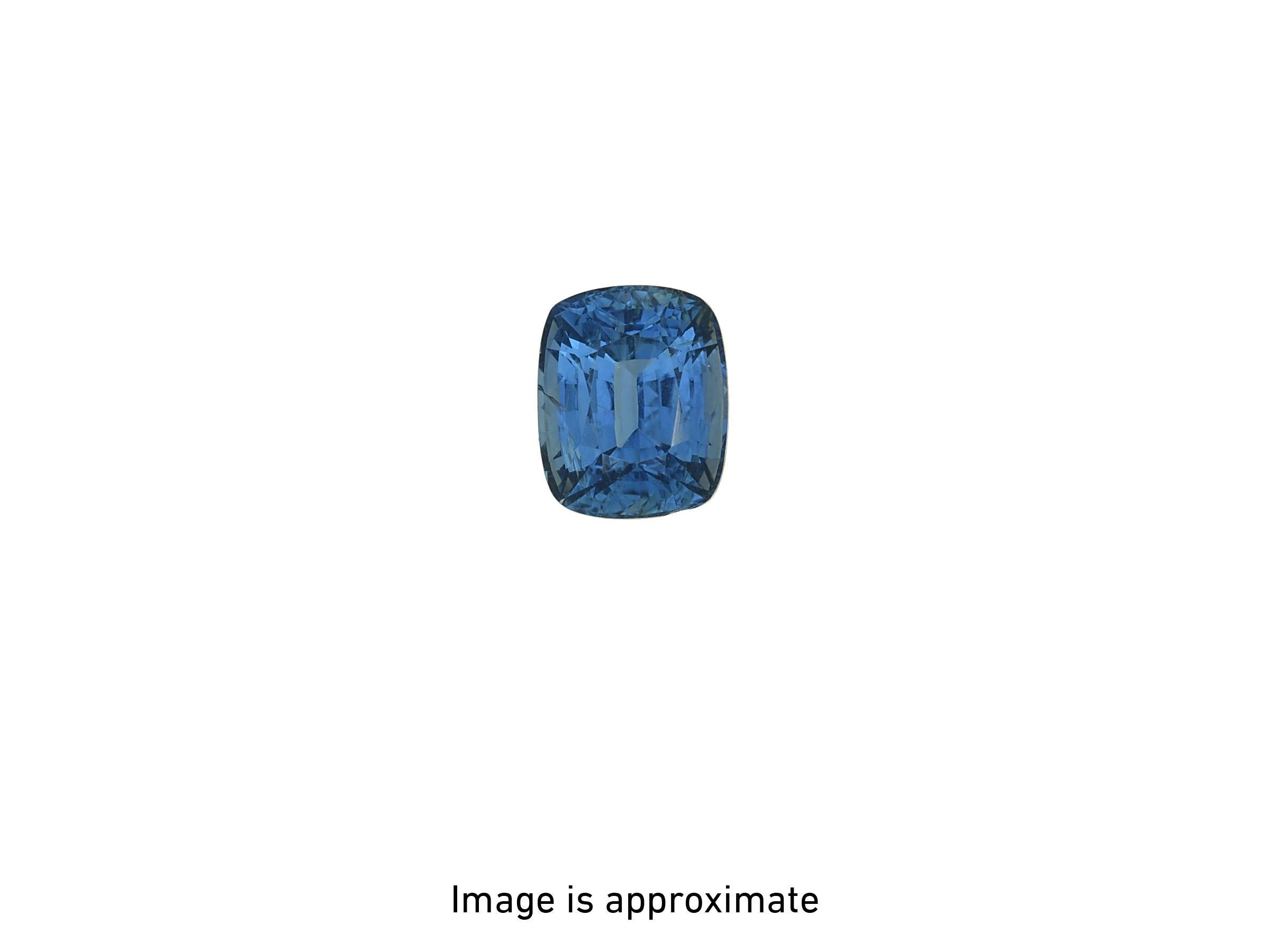 Women's 4.61ct untreated cushion-cut, blue sapphire ring. GIA certified. For Sale
