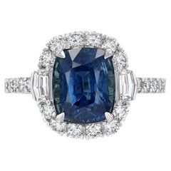4.61ct untreated cushion-cut, blue sapphire ring. GIA certified.