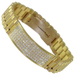 4.62 Carat 18 Karat Yellow Gold White Diamond Men’s Bracelet