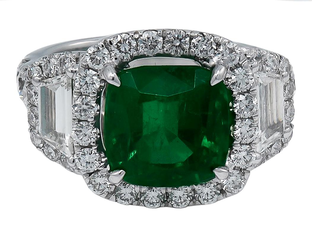 Contemporary 4.62 Carat African Emerald & Diamond Ring