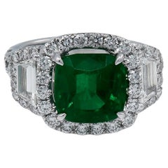 4.62 Carat African Emerald & Diamond Ring