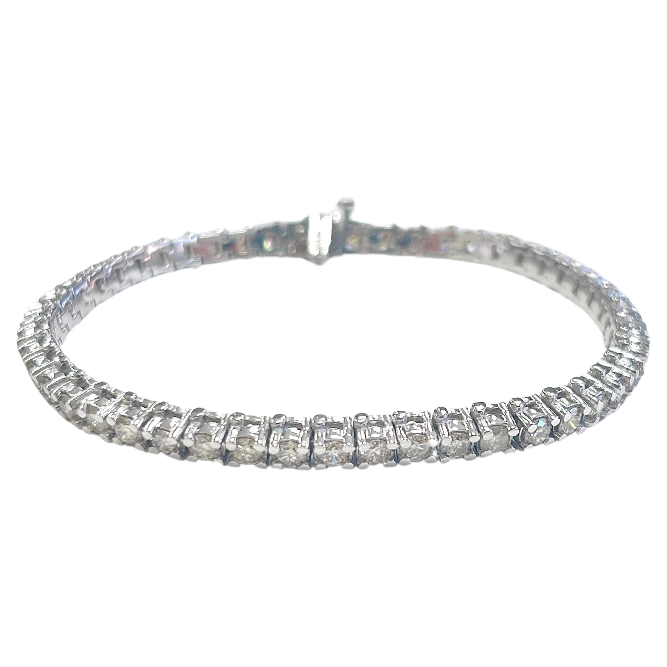 Bracelet tennis en or blanc 14 carats avec diamants de 4,62 carats
