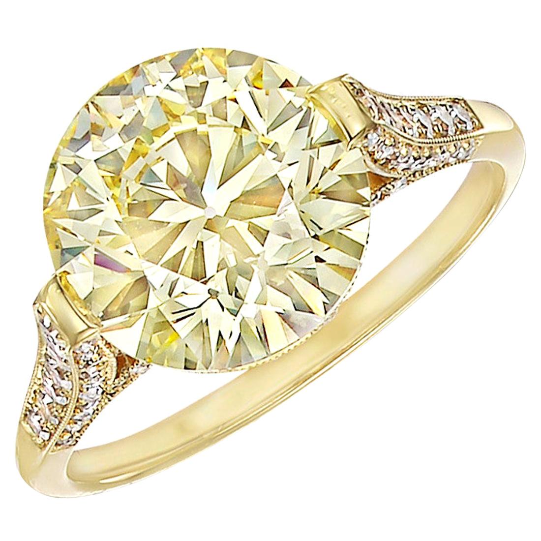 4.62 Carat Fancy Yellow Diamond Engagement Ring