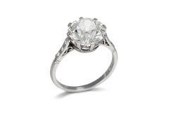 4.62 carat GIA Cert old cut diamond Platinum Solitaire Ring