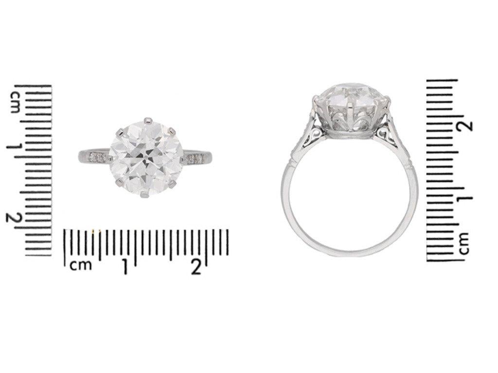 Edwardian 4.62 carat GIA Cert old cut diamond Platinum Solitaire Ring For Sale