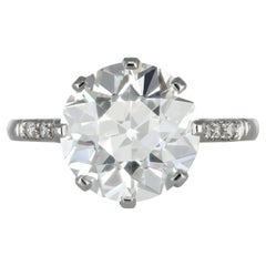 4.62 carat GIA Cert old cut diamond Platinum Solitaire Ring