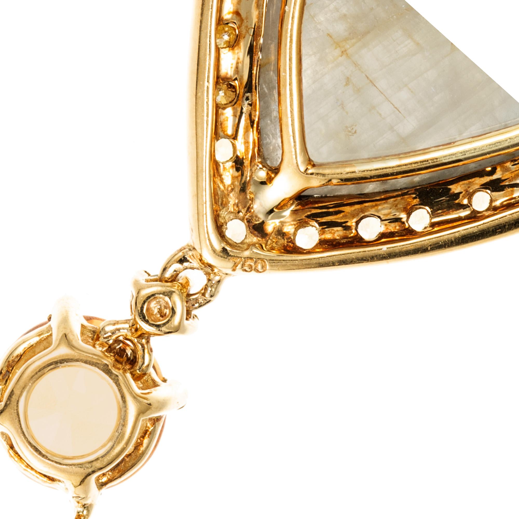 4,62 Karat birnenförmiger grauer Saphir-Diamant-Gold-Anhänger-Halskette im Zustand „Gut“ im Angebot in Stamford, CT