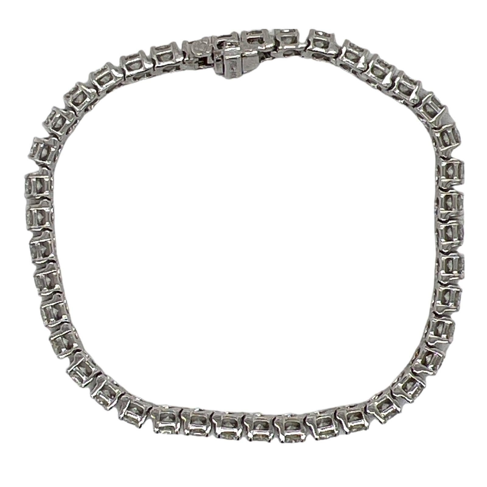4.62 Carat Round Brilliant Diamond 14 Karat White Gold Tennis Bracelet In New Condition In Boca Raton, FL