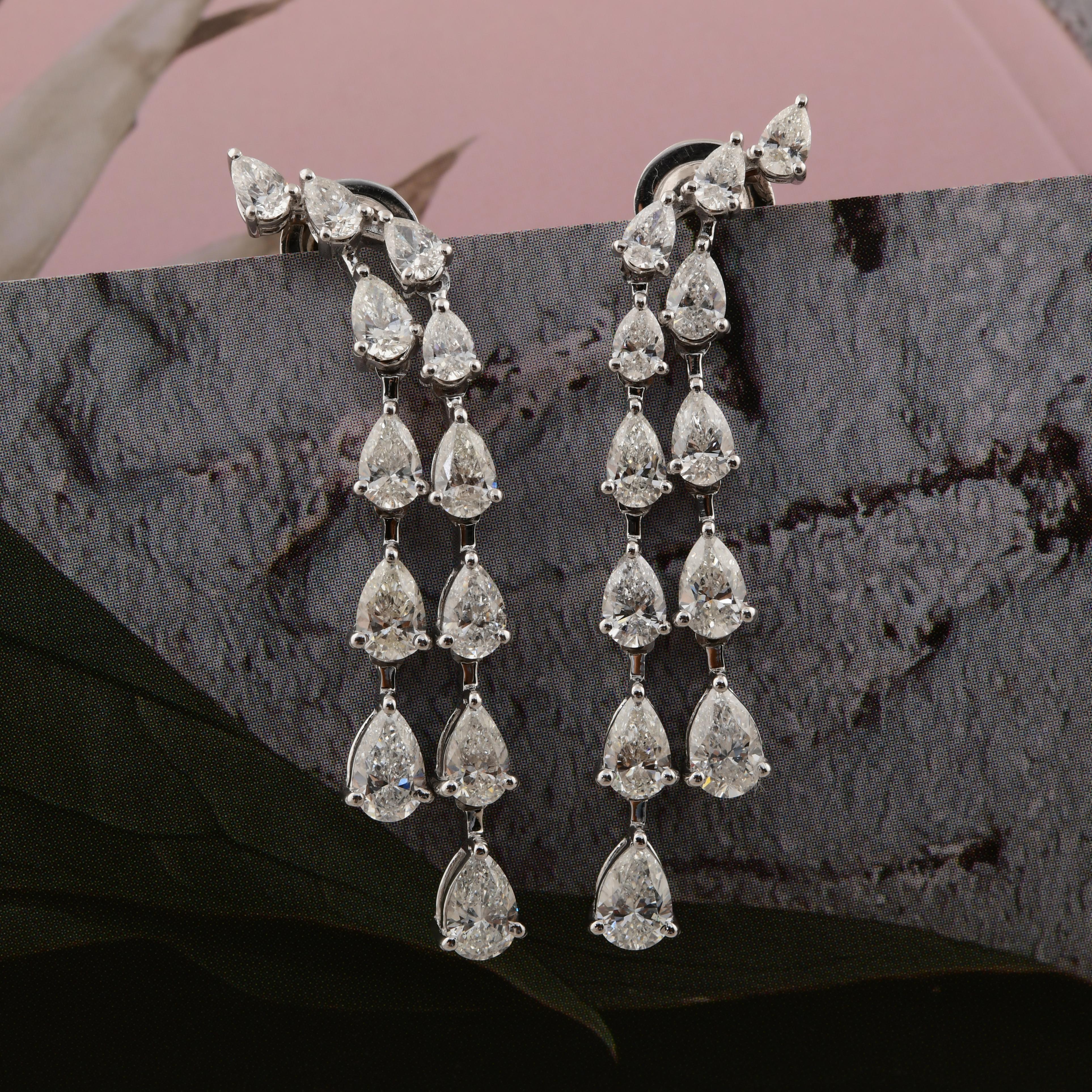 4,62 Karat SI/H Birnenschliff Diamant-Ohrringe im Brillantschliff 18 Karat Weißgold Schmuck (Tropfenschliff) im Angebot