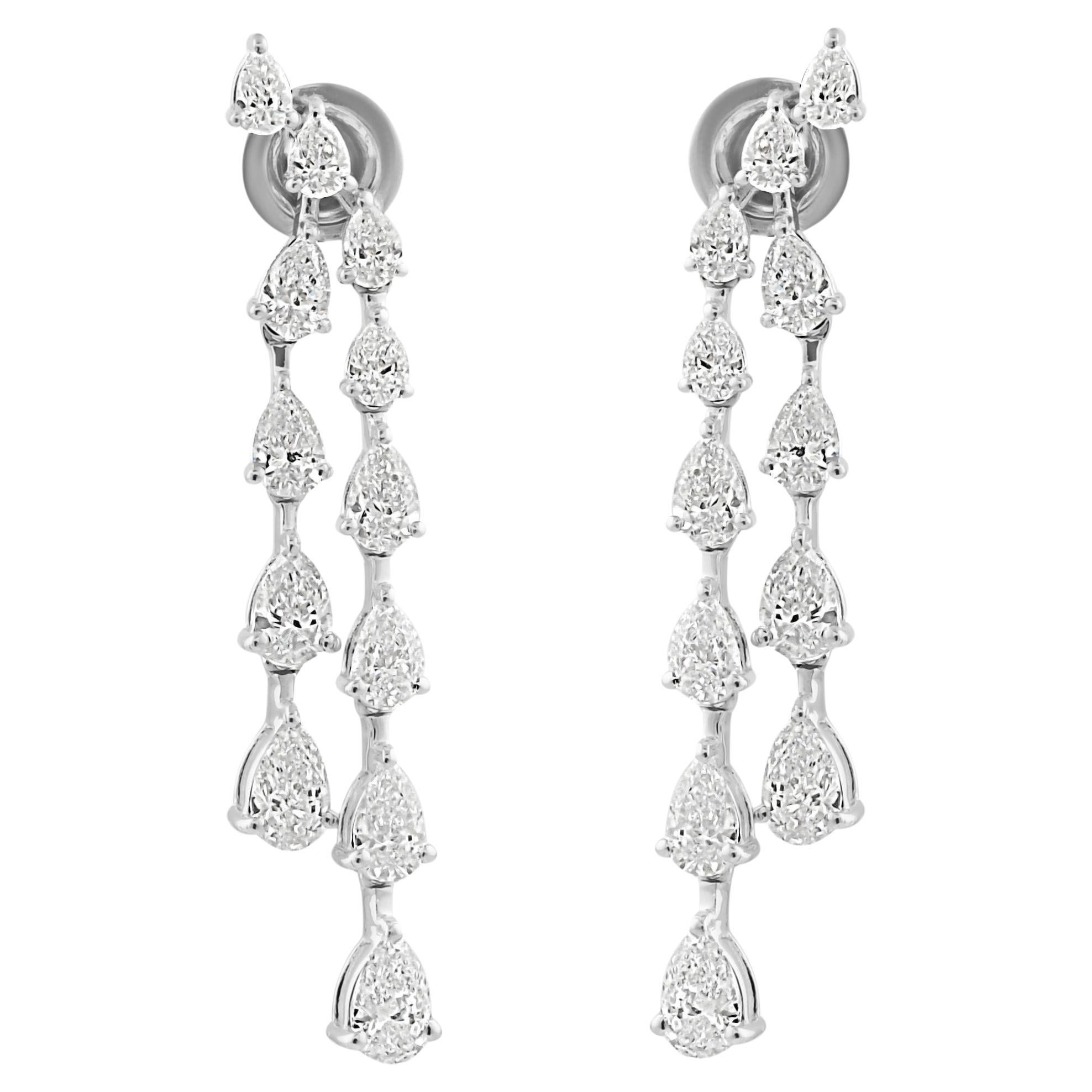 4.62 Carat SI/H Pear Brilliant Cut Diamond Earrings 18 Karat White Gold Jewelry