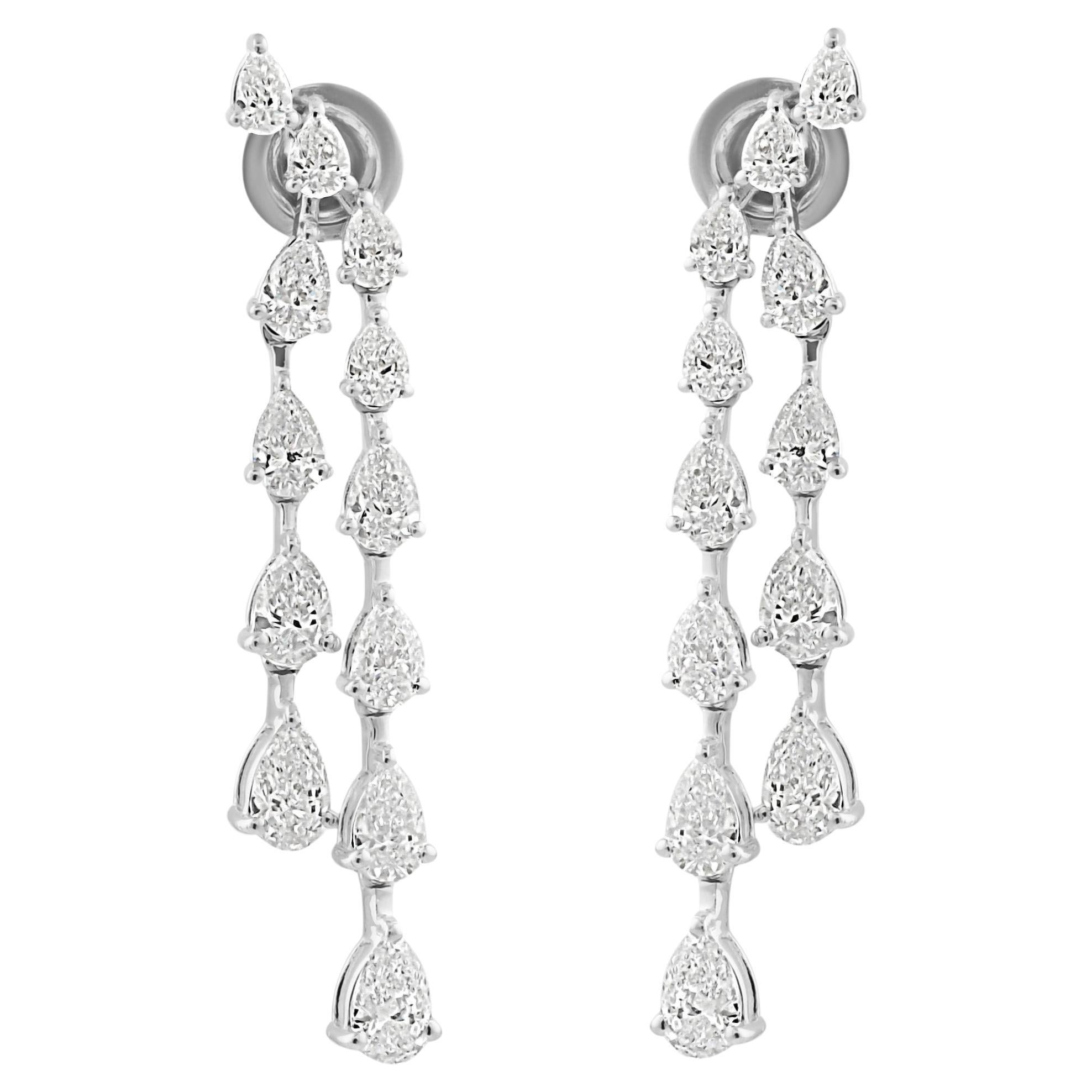 4.62 Carat SI/H Pear Brilliant Cut Diamond Earrings 18 Karat White Gold Jewelry