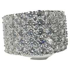 4.62 Carat White Diamond Pave Set Ring in 18K White Gold