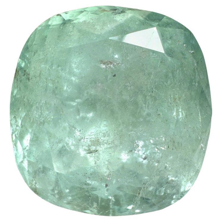 46.22 Carat Seafoam Green Colombian Emerald - Cushion Cut Genuine May Birthstone