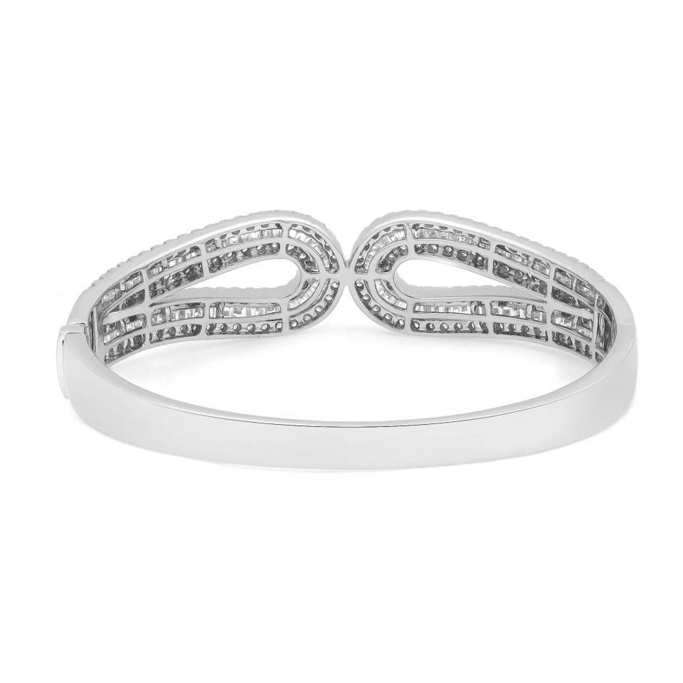 4.63 Carat Baguette and Round Diamond Bracelet 18K White Gold In New Condition In New York, NY