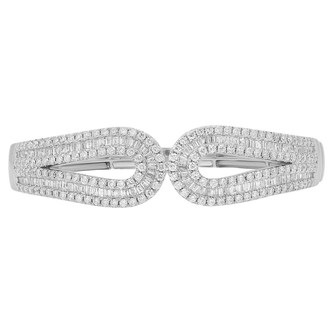 4.63 Carat Baguette and Round Diamond Bracelet 18K White Gold