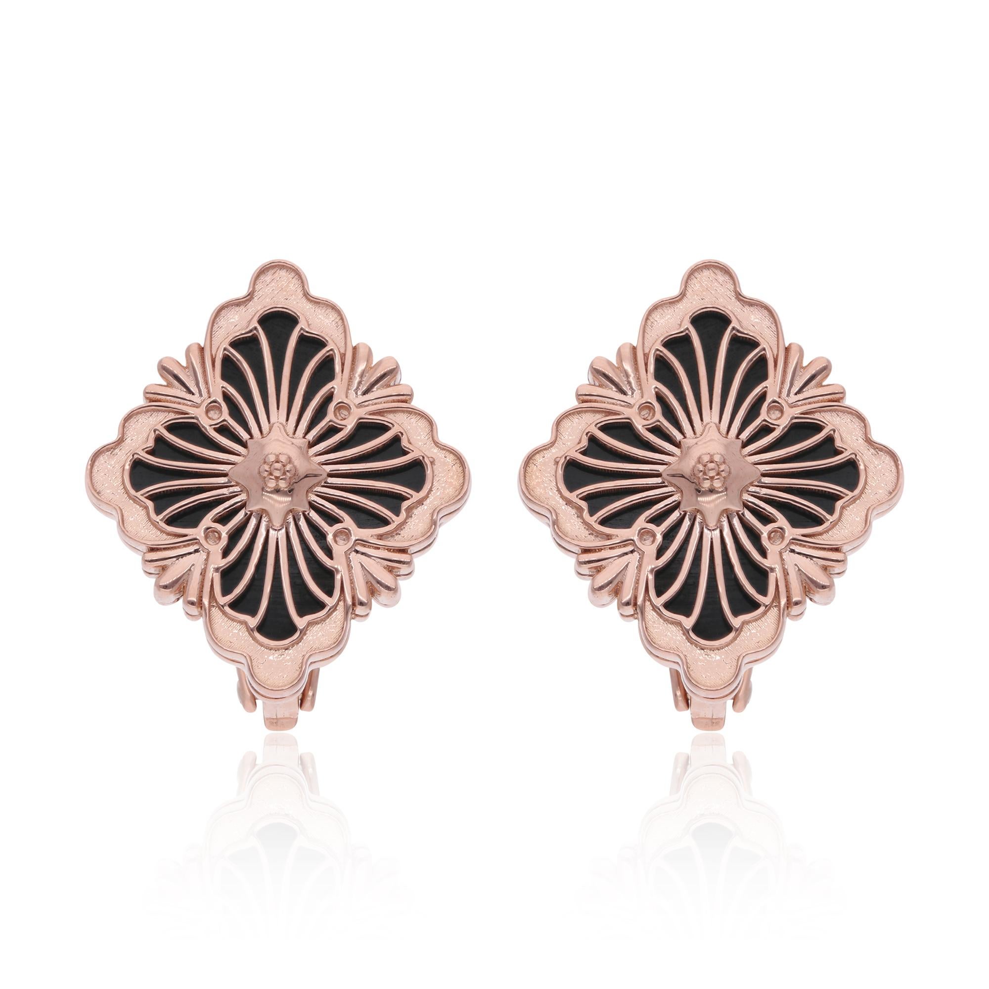Item Code :- SEE-14639 (14K)
Gross Wt. :- 9.40 gm
14k Solid Rose Gold Wt. :- 8.47 gm
Black Onyx Wt. :- 4.63 Ct.
Earrings Size :- 20 mm approx.

✦ Sizing
.....................
We can adjust most items to fit your sizing preferences. Most items can be