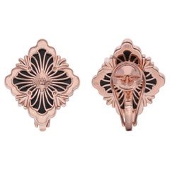 4.63 Carat Black Onyx Gemstone Stud Earrings 18 Karat Rose Gold Handmade Jewelry