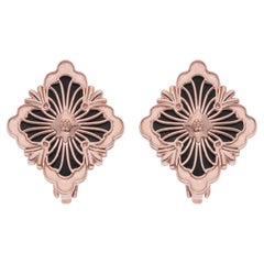 4.63 Carat Black Onyx Gemstone Stud Earrings 18 Karat Rose Gold Handmade Jewelry