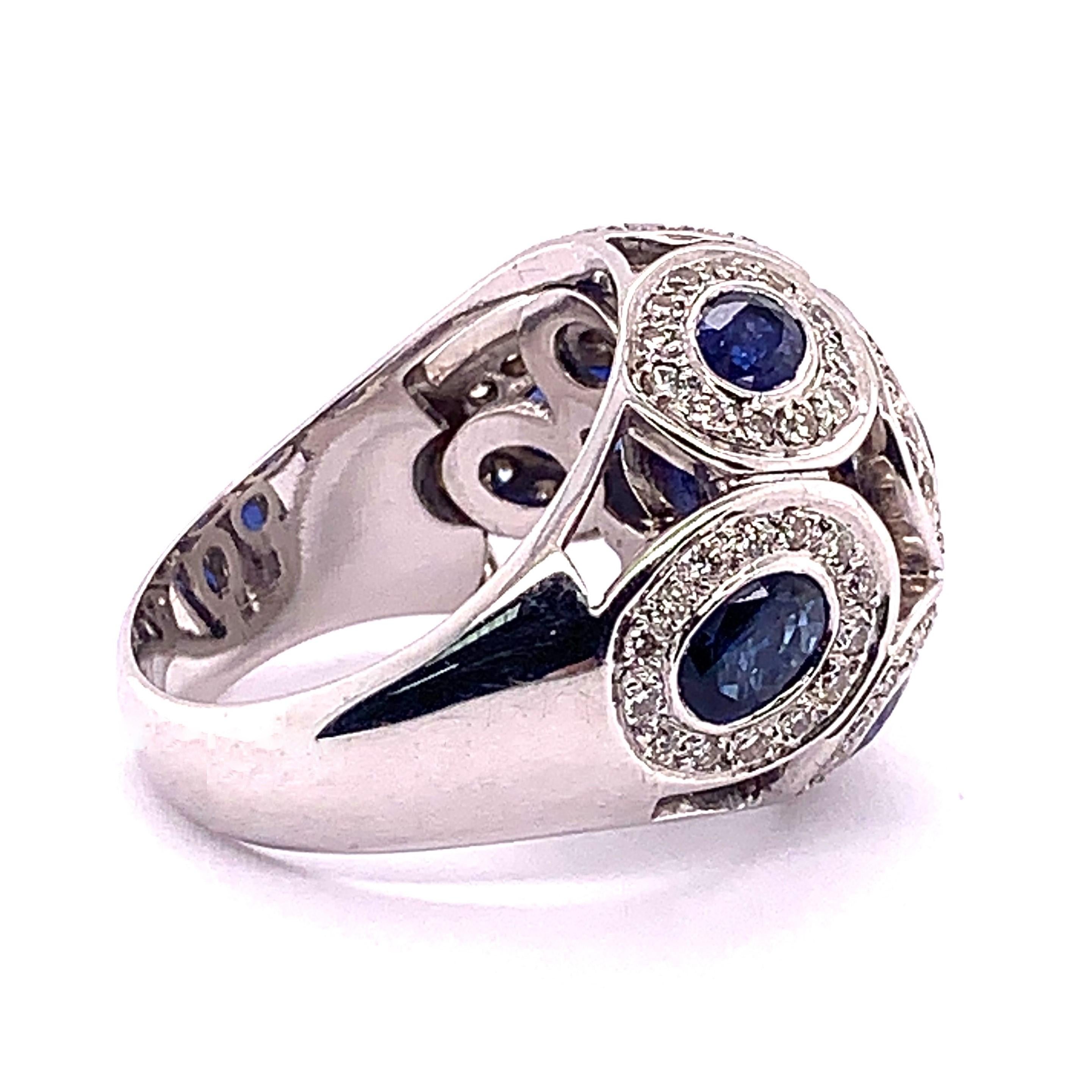 Contemporary 4.63 Carat Blue Oval Sapphire and Diamond Ring