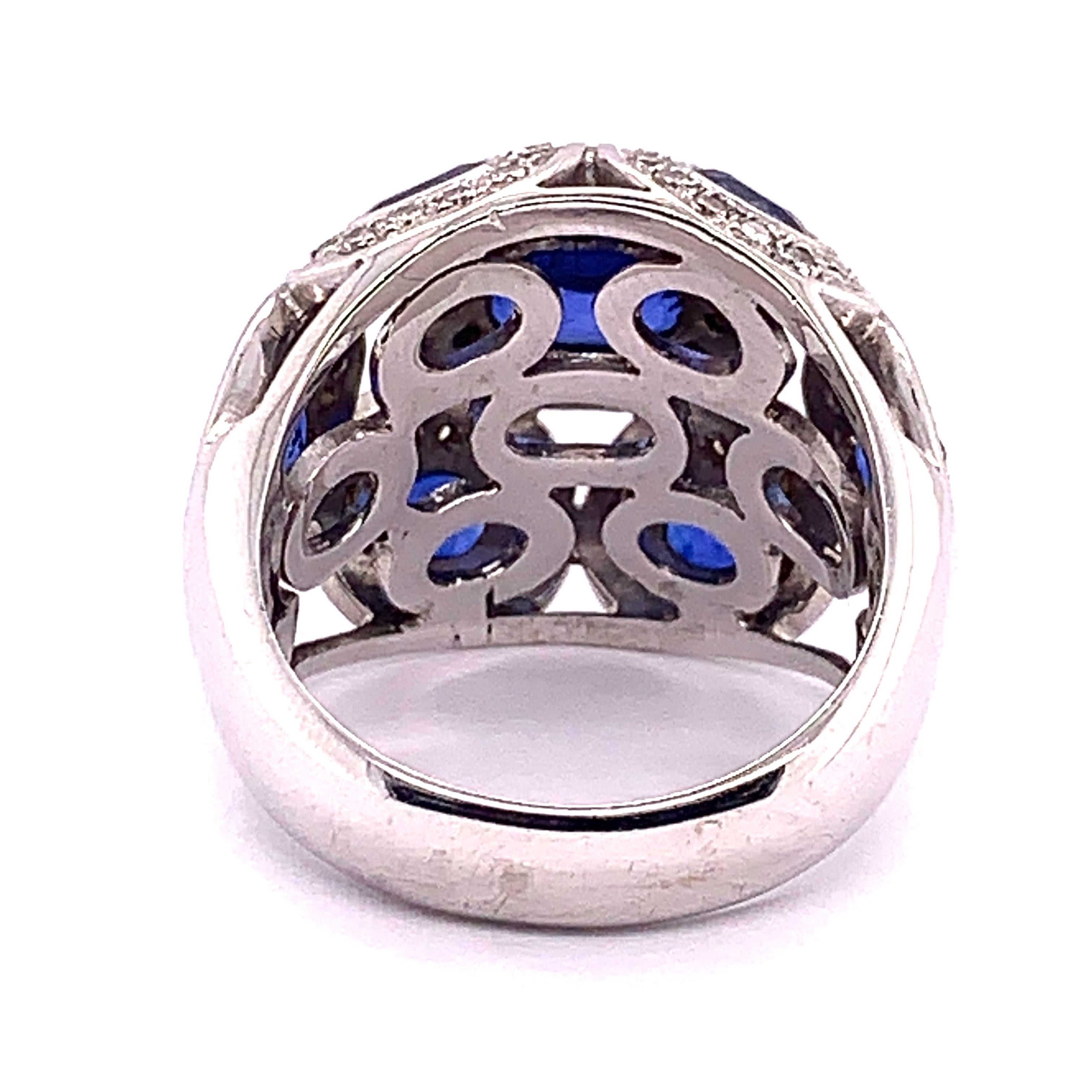Oval Cut 4.63 Carat Blue Oval Sapphire and Diamond Ring