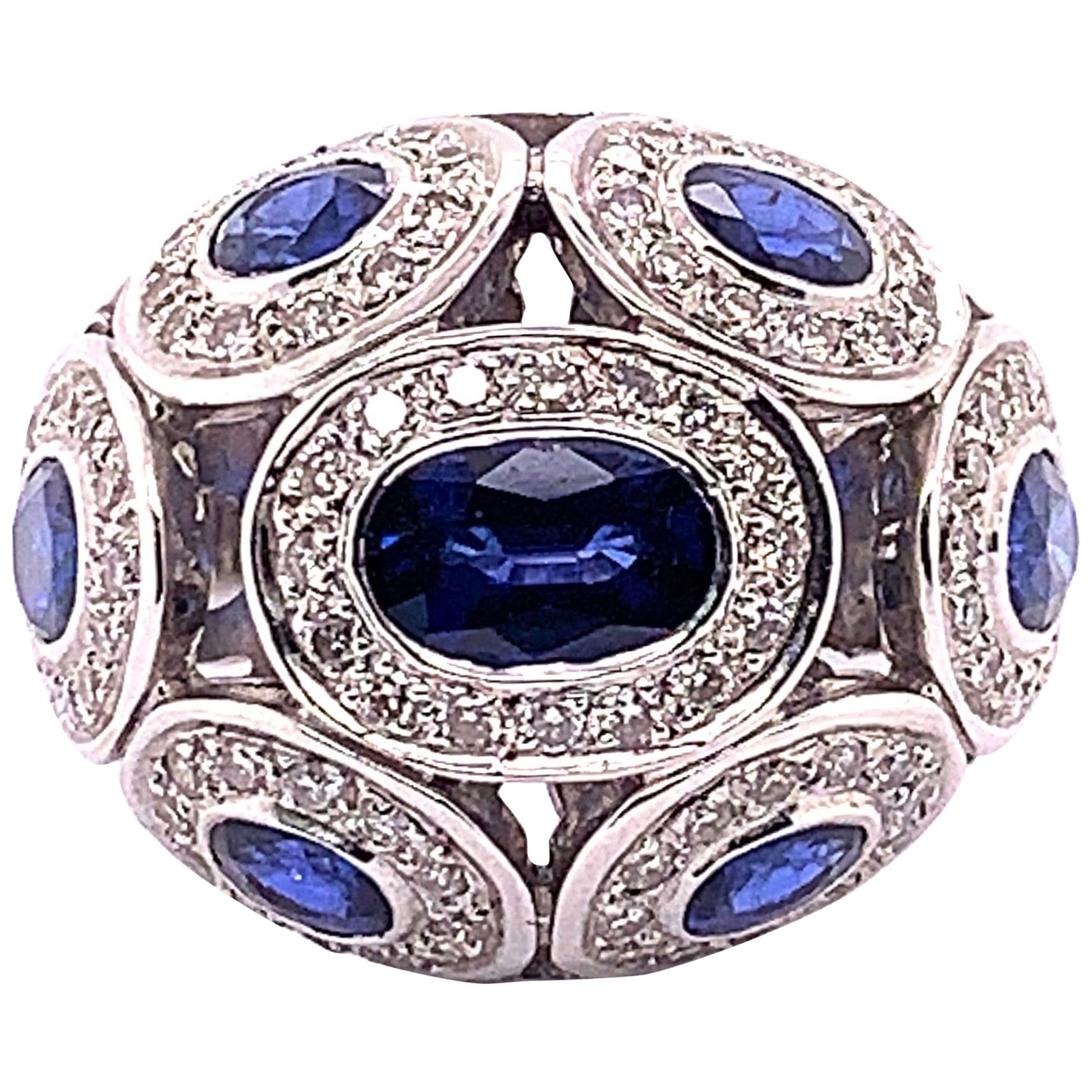 4.63 Carat Blue Oval Sapphire and Diamond Ring