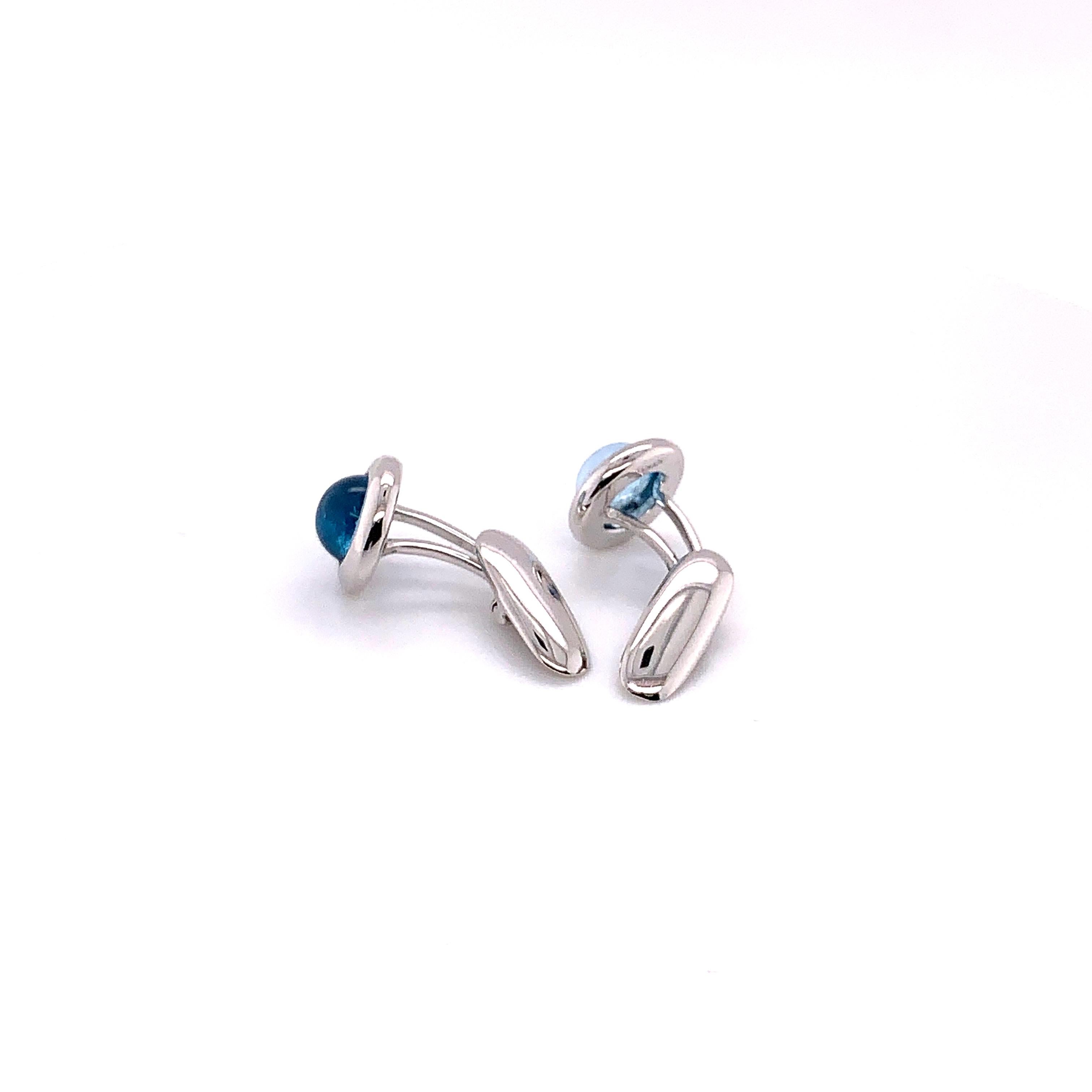 4.63 Carat Blue Topaz Cufflinks In New Condition In New York, NY