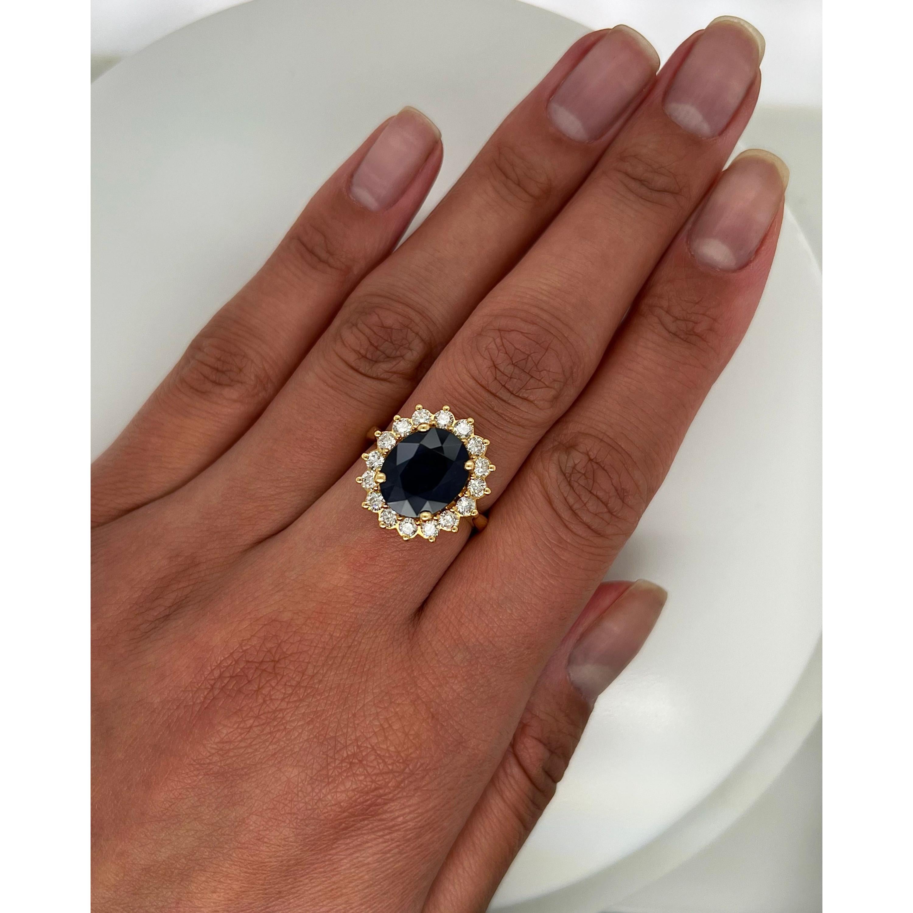 4.63 Carat Halo Blue Ceylon Sapphire Diamond Ring Floral Sapphire Ring in Gold

A stunning ring featuring IGI/GIA Certified 4.63 Carat Natural Sapphire and 0.97 Carat of Diamond Accents set in 18K Solid Gold.

Symbol of royalty, purity and
