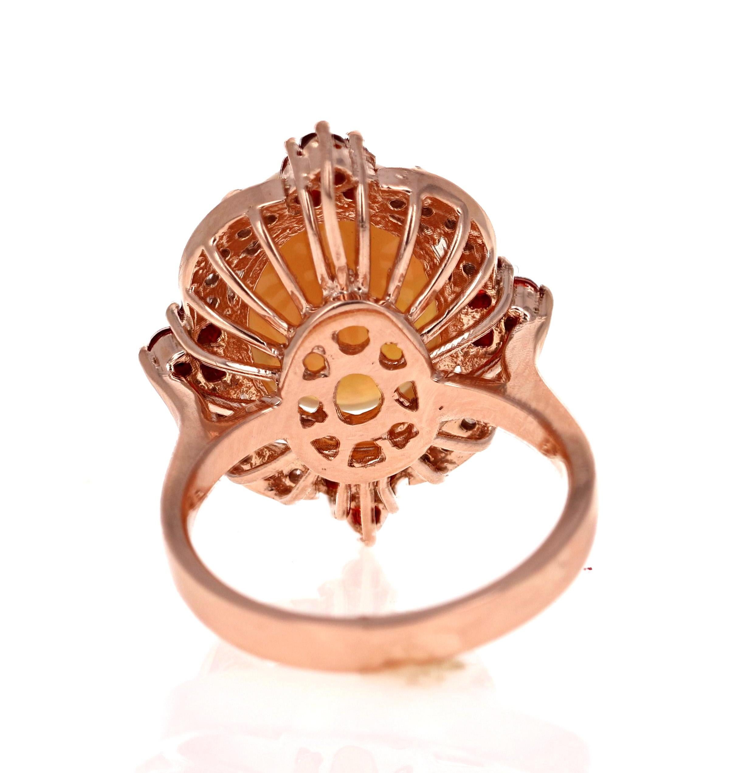 Contemporary 4.63 Carat Opal Diamond Rose Gold Cocktail Ring