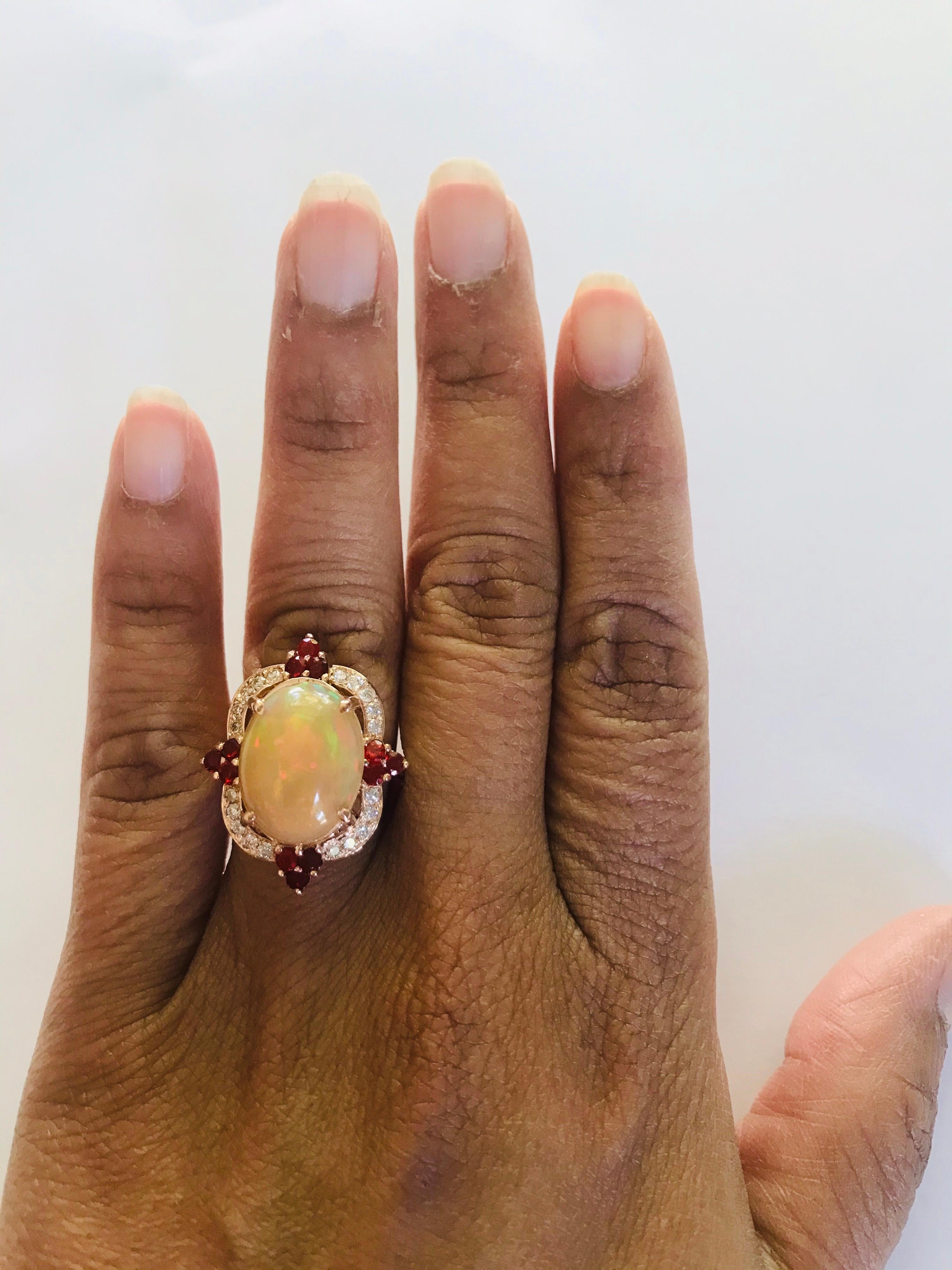 Oval Cut 4.63 Carat Opal Diamond Rose Gold Cocktail Ring
