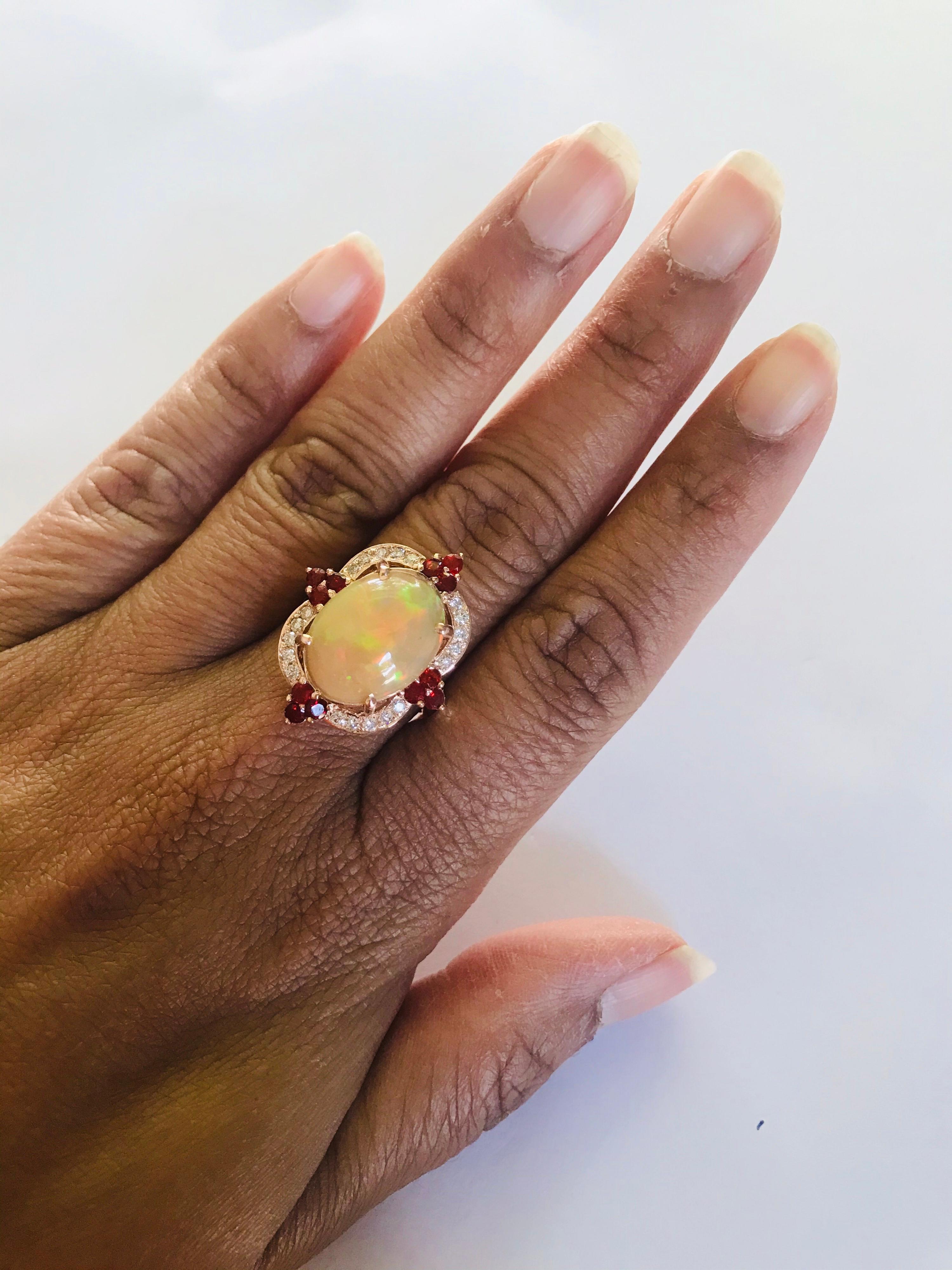 4.63 Carat Opal Diamond Rose Gold Cocktail Ring In New Condition In Los Angeles, CA