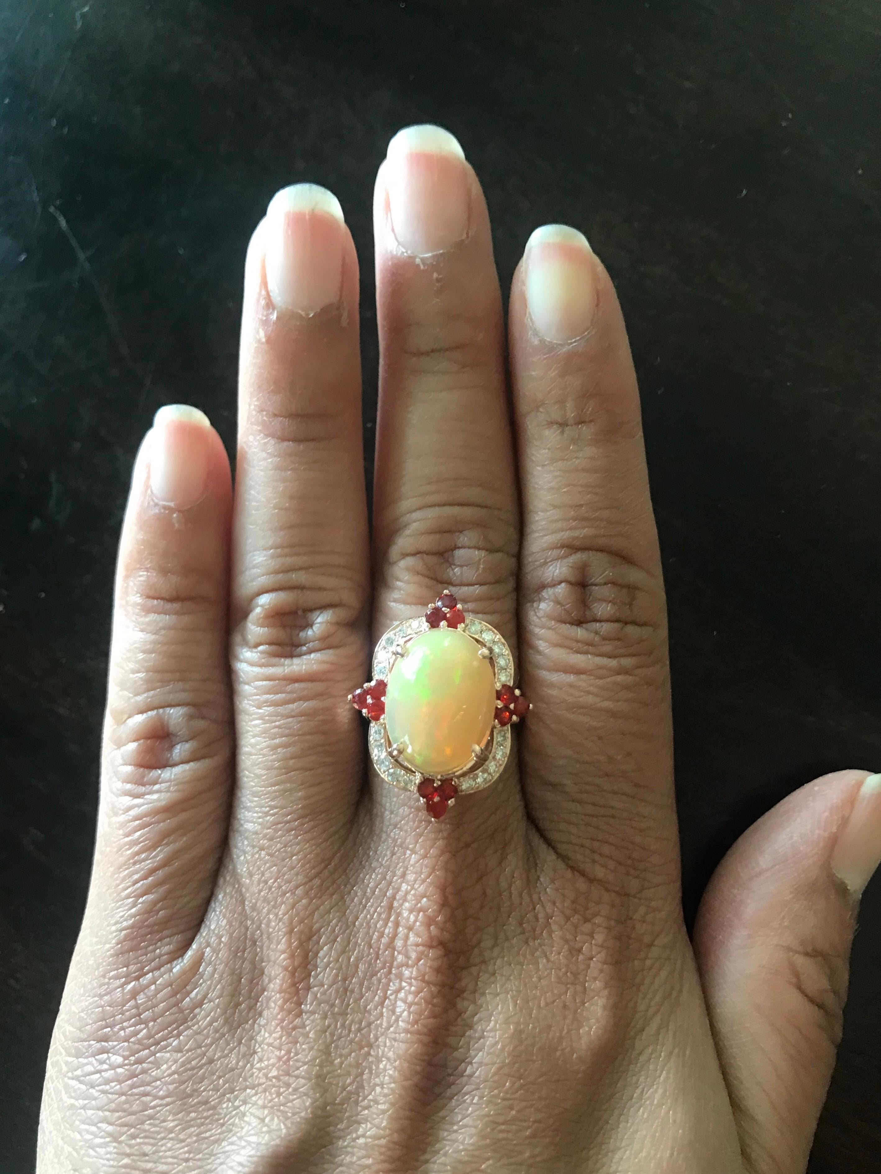 Women's 4.63 Carat Opal Diamond Rose Gold Cocktail Ring