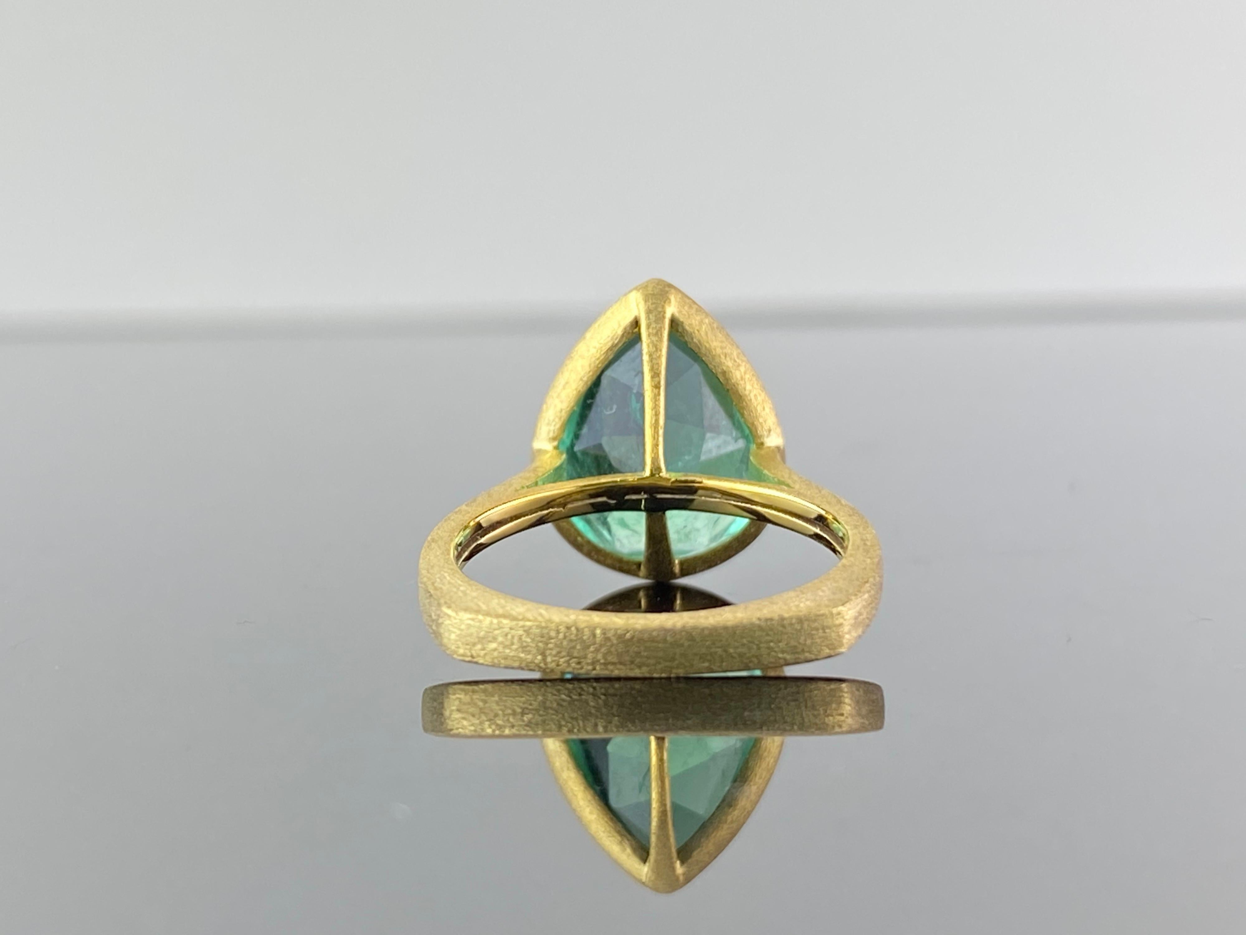 Pear Cut 4.63 Carat Pear Shape Colombian Emerald Engagement Ring