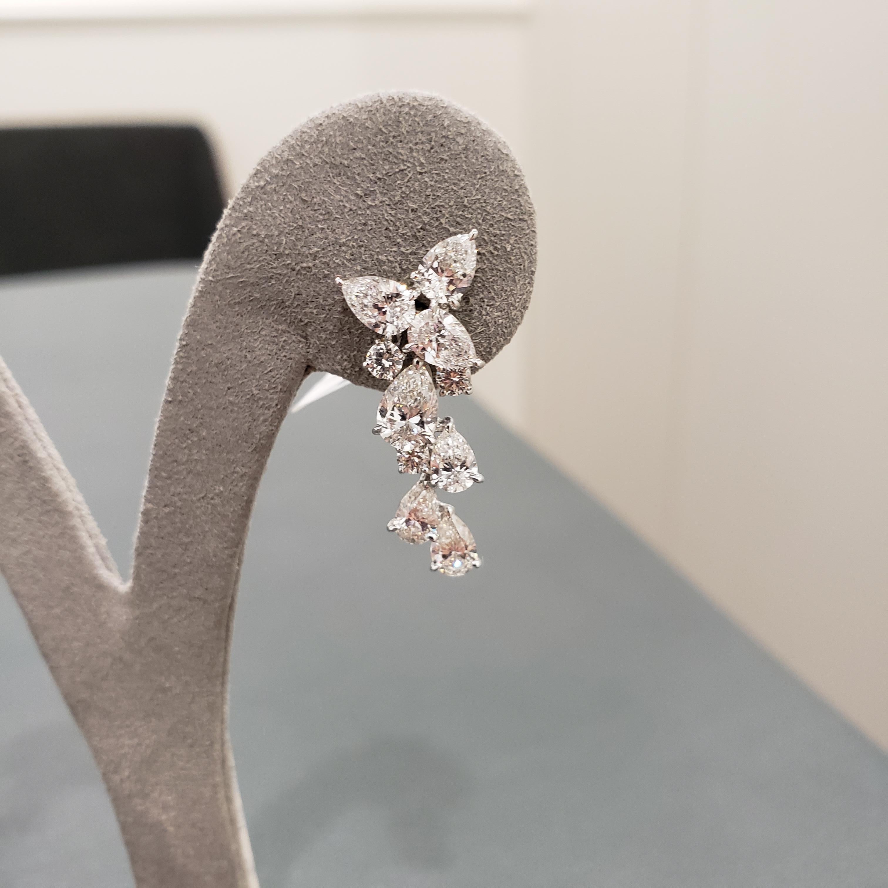 Contemporary Roman Malakov, 4.63 Carat Pear Shape Diamond Drop Earrings