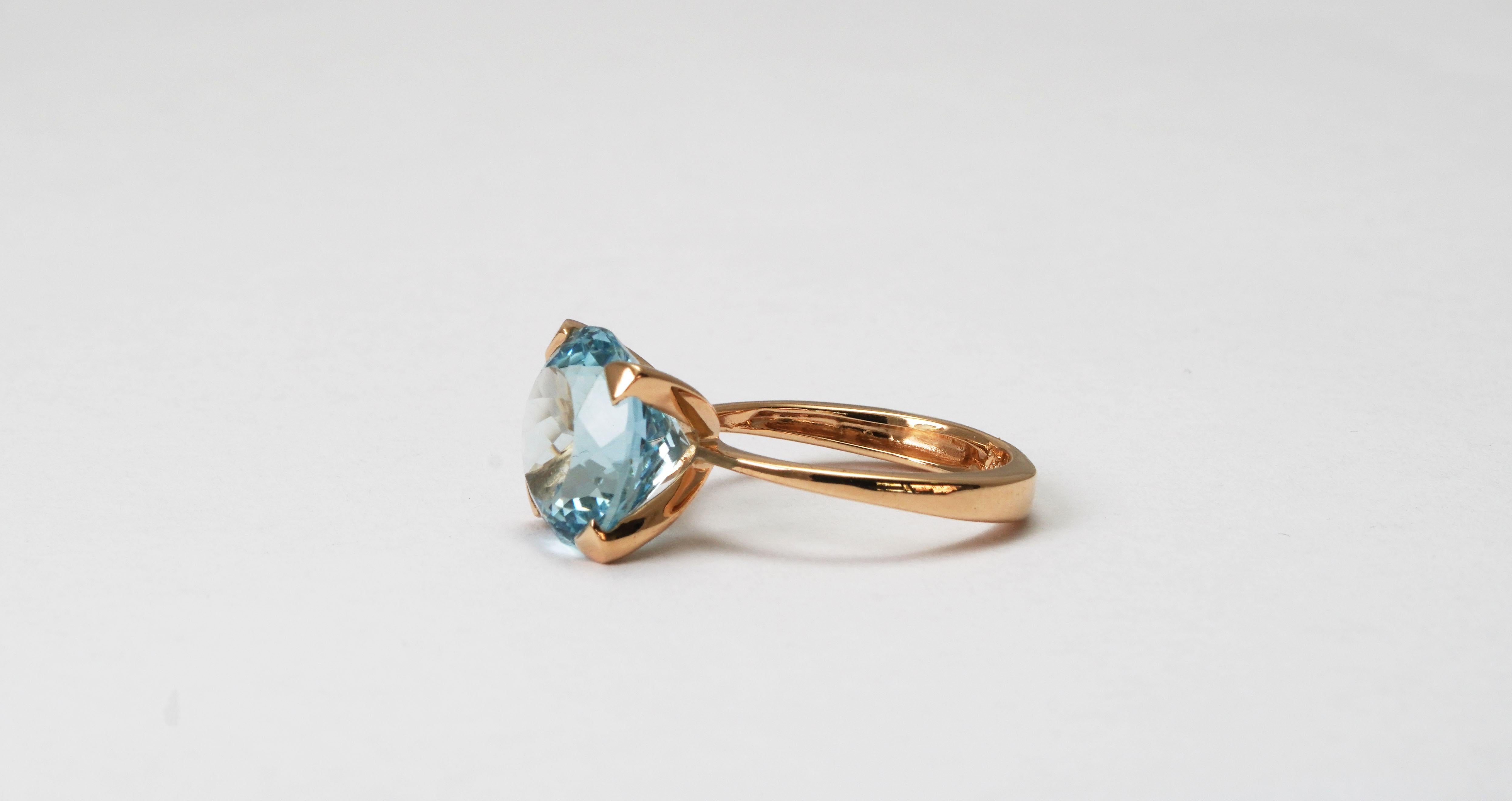 4,63 Karat Aquamarin im portugiesischen Schliff Ring (Moderne)