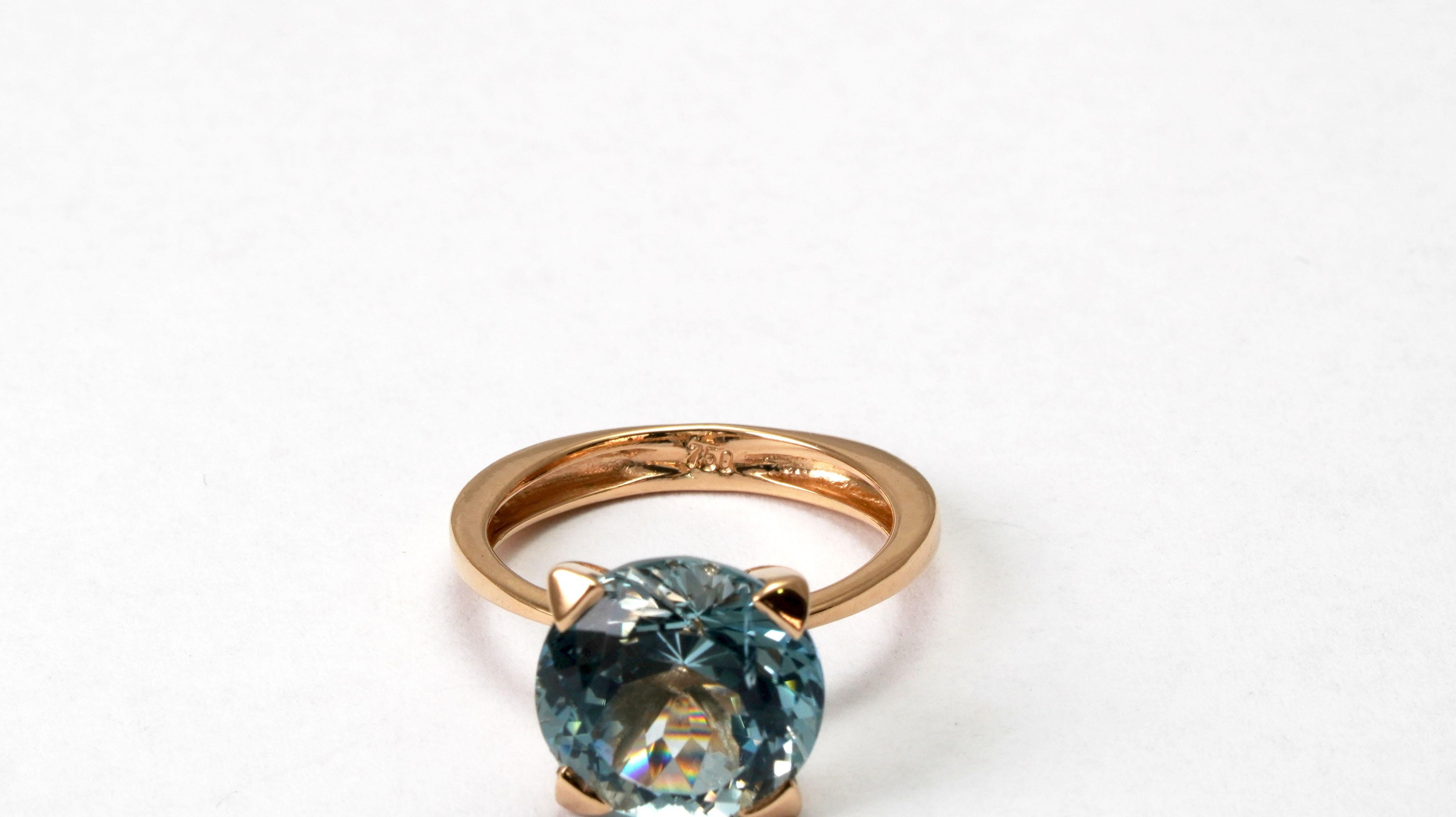 4,63 Karat Aquamarin im portugiesischen Schliff Ring (Rundschliff)