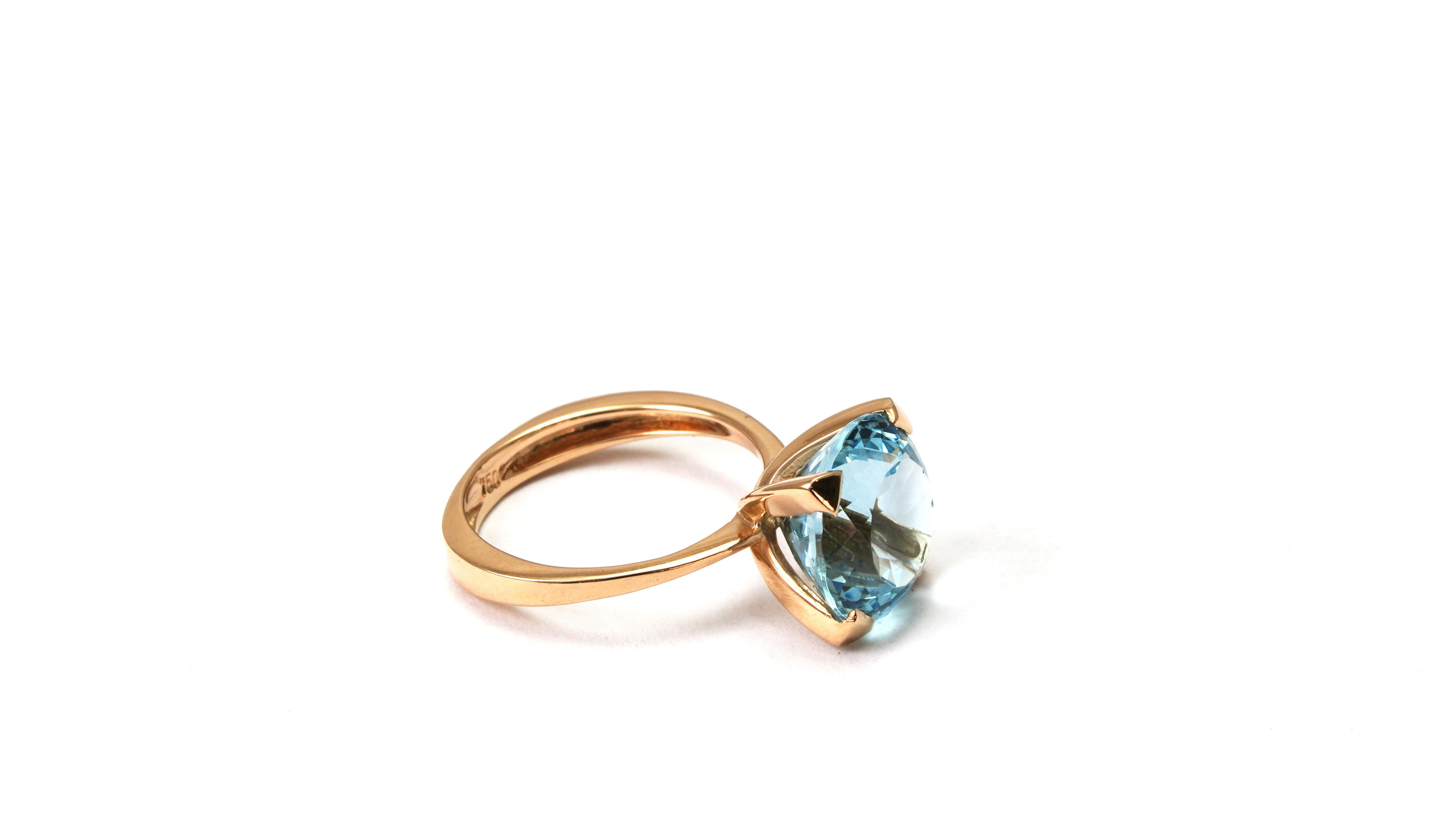 4,63 Karat Aquamarin im portugiesischen Schliff Ring im Zustand „Neu“ in София, BG