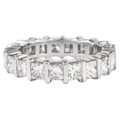4.63 Carat Princess Cut Diamond Eternity Band Bezel Set 18 Karat White Gold