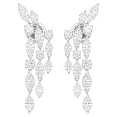 4.63 Carat SI/H Natural Diamond Dangle Drop Earrings 14k White Gold Fine Jewelry