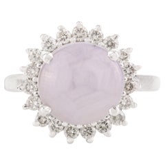 4.63 Carat Star Sapphire Cabochon Halo Diamond Ring in 14k Solid White Gold