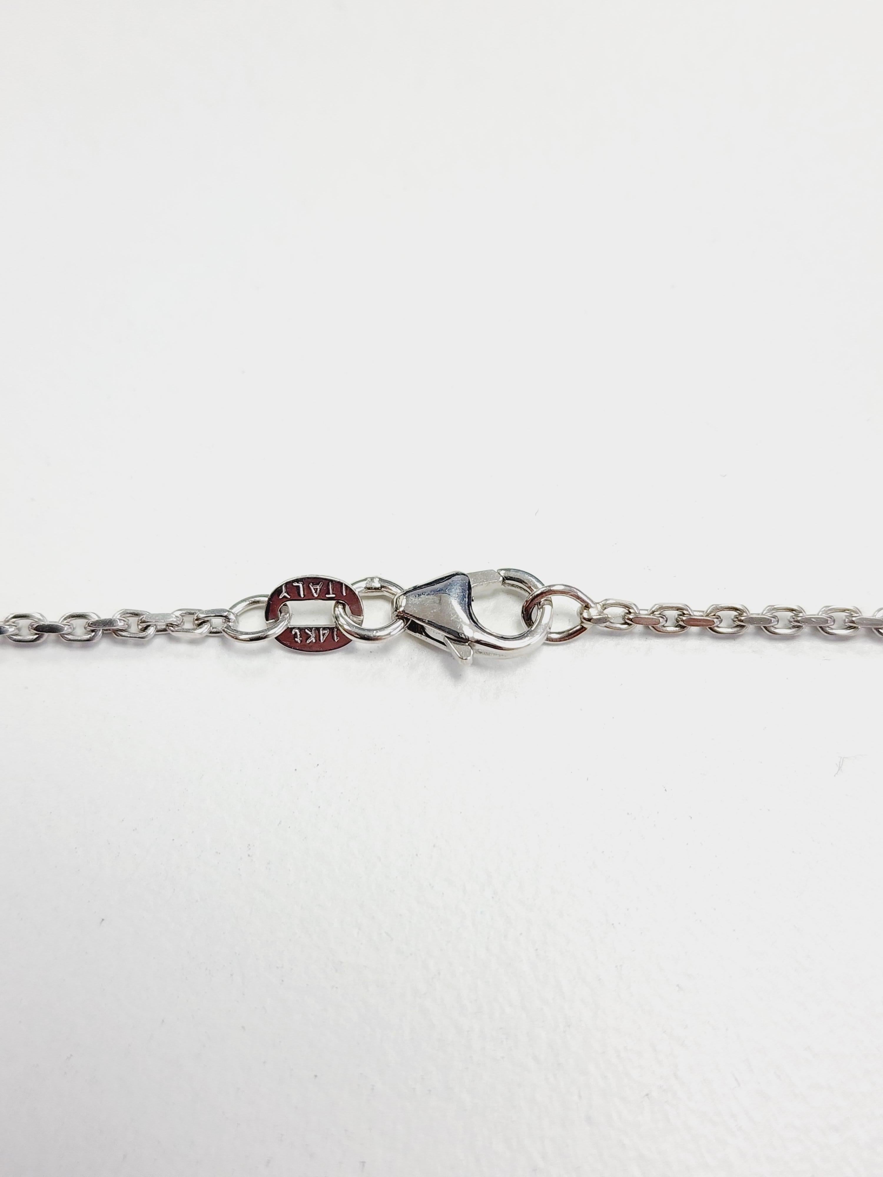Round Cut 4.63 Carats Mini Diamond Tennis Necklace Chain 14 Karat White Gold 20'' For Sale
