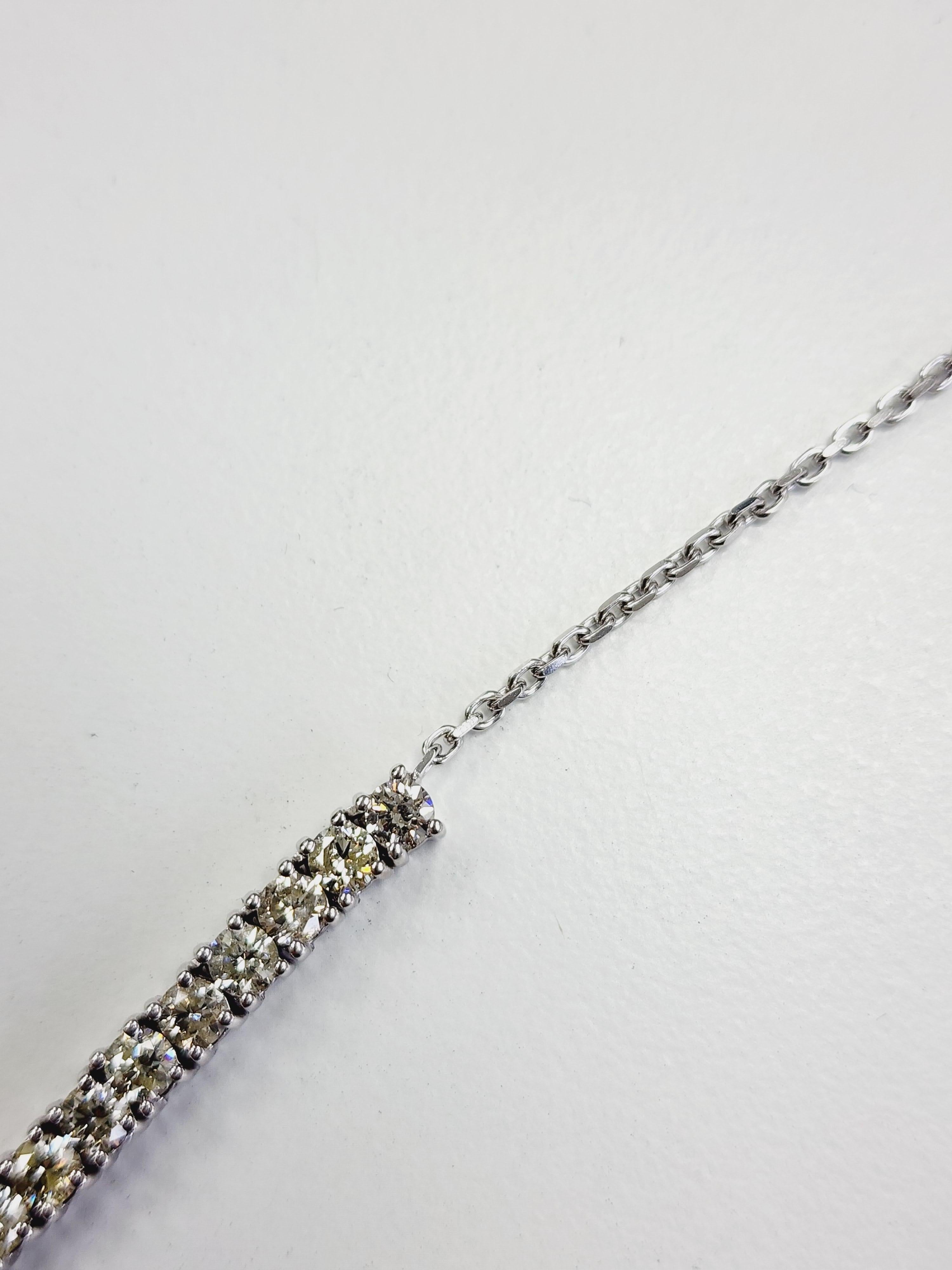4.63 Carats Mini Diamond Tennis Necklace Chain 14 Karat White Gold 20'' In New Condition For Sale In Great Neck, NY