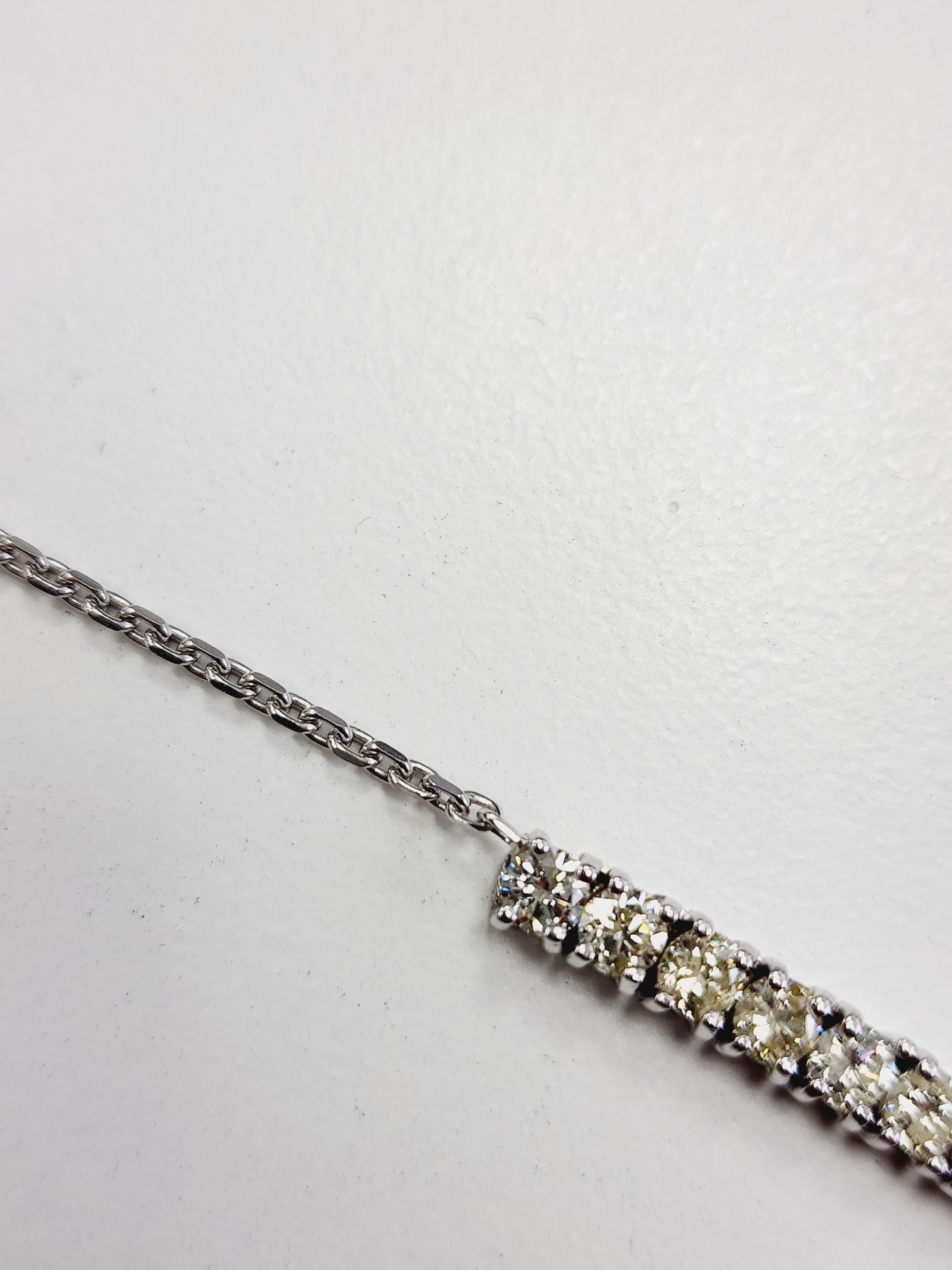 Women's 4.63 Carats Mini Diamond Tennis Necklace Chain 14 Karat White Gold 20'' For Sale
