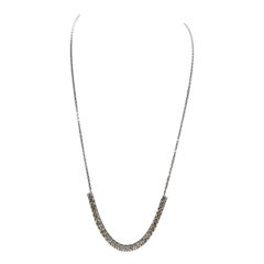 4.63 Carats Mini Diamond Tennis Necklace Chain 14 Karat White Gold 20'' (Collier de Tennis en or blanc 14 carats)