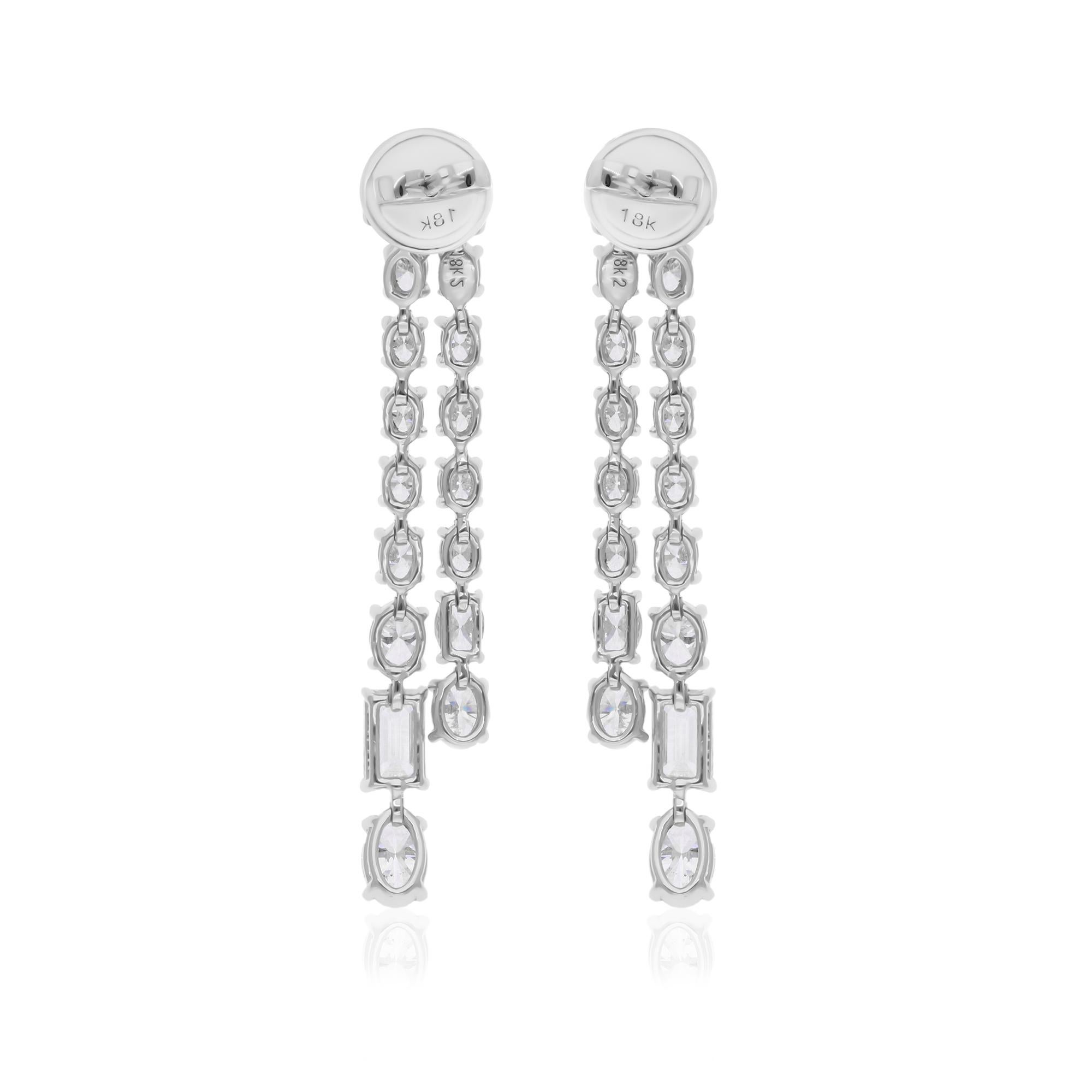 Women's 4.63 Carats SI/H Oval Emerald Cut Diamond Earrings 14 Karat White Gold Jewelry For Sale