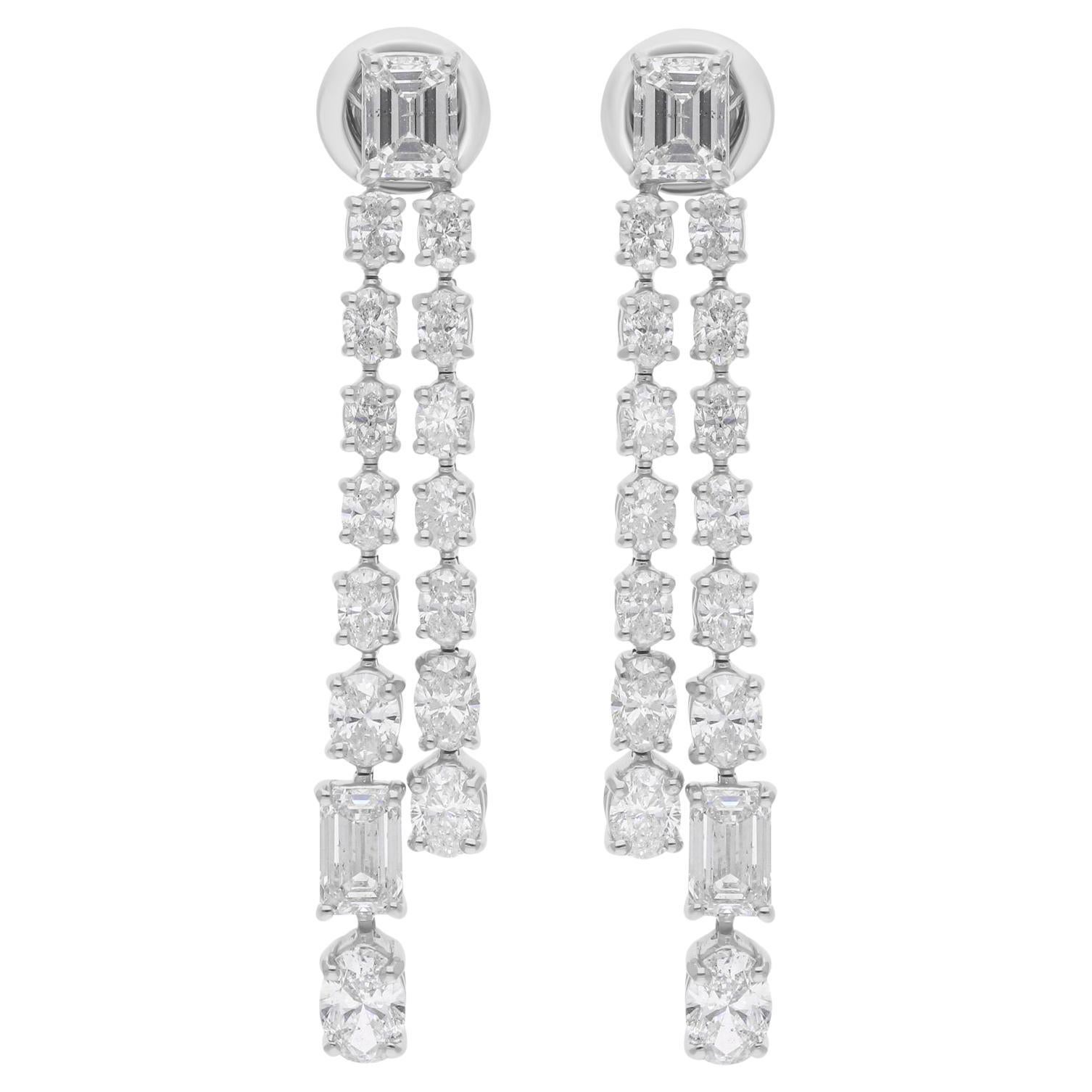 4.63 Carats SI/H Oval Emerald Cut Diamond Earrings 14 Karat White Gold Jewelry